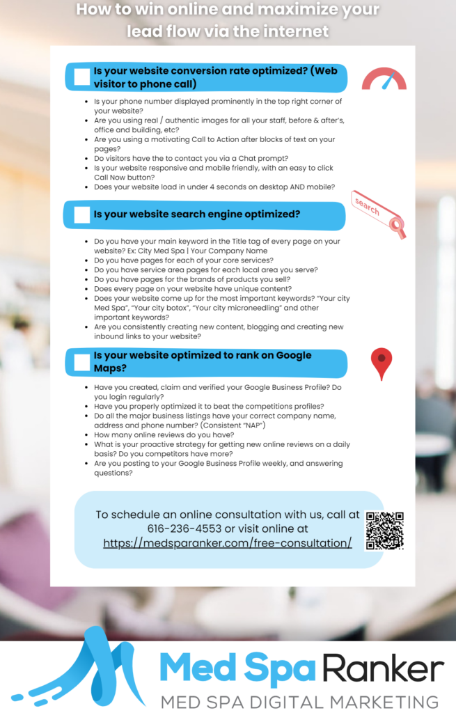 Infographic on optimizing website conversion and SEO for lead generation.